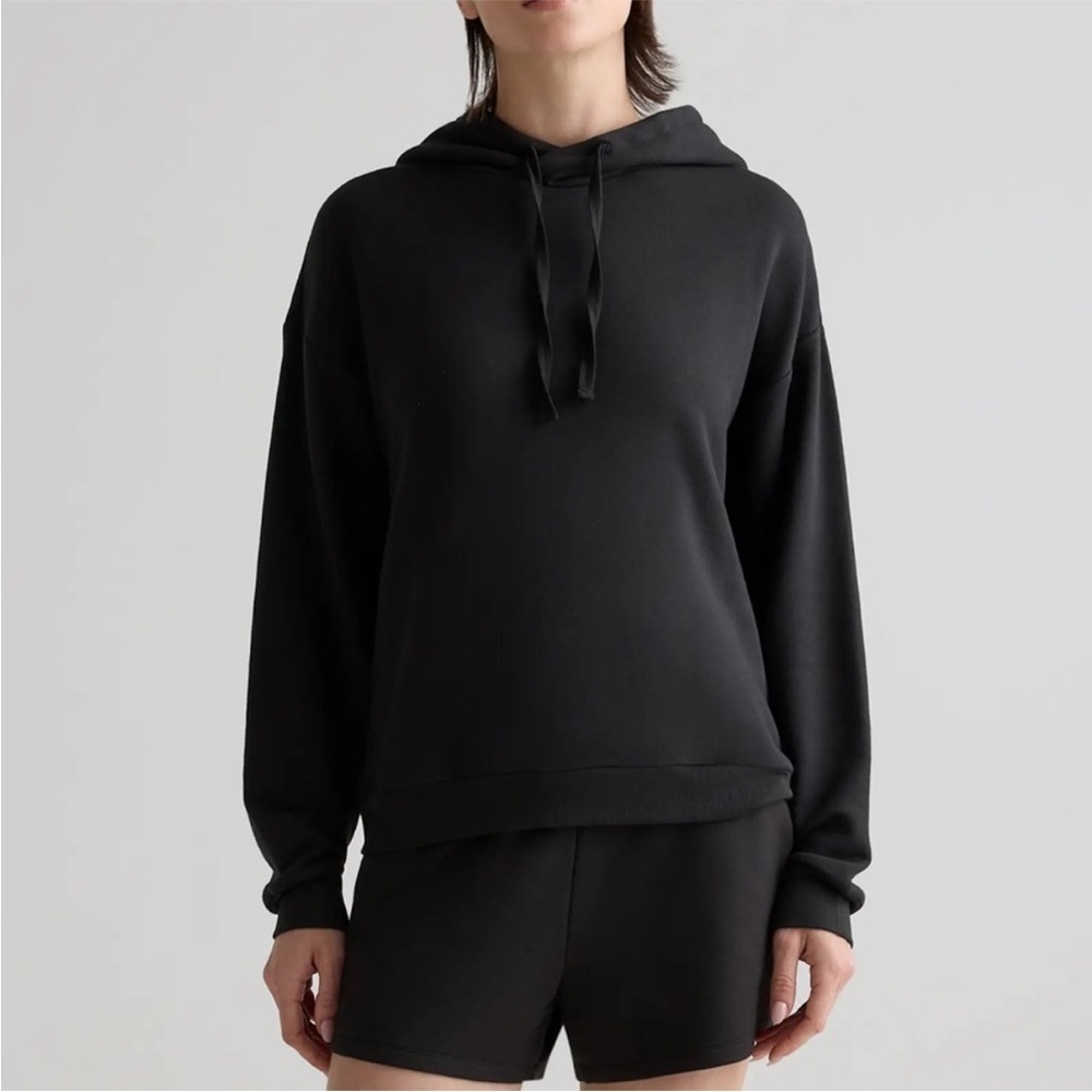 New QUINCE SuperSoft Fleece Pullover Hoodie Black - Picture 4 of 13